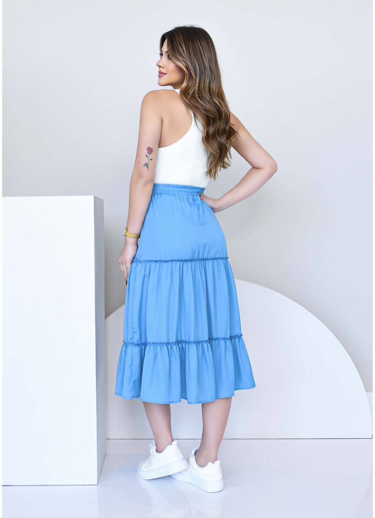 THREE MARIAS SOFT MIDI SKIRT