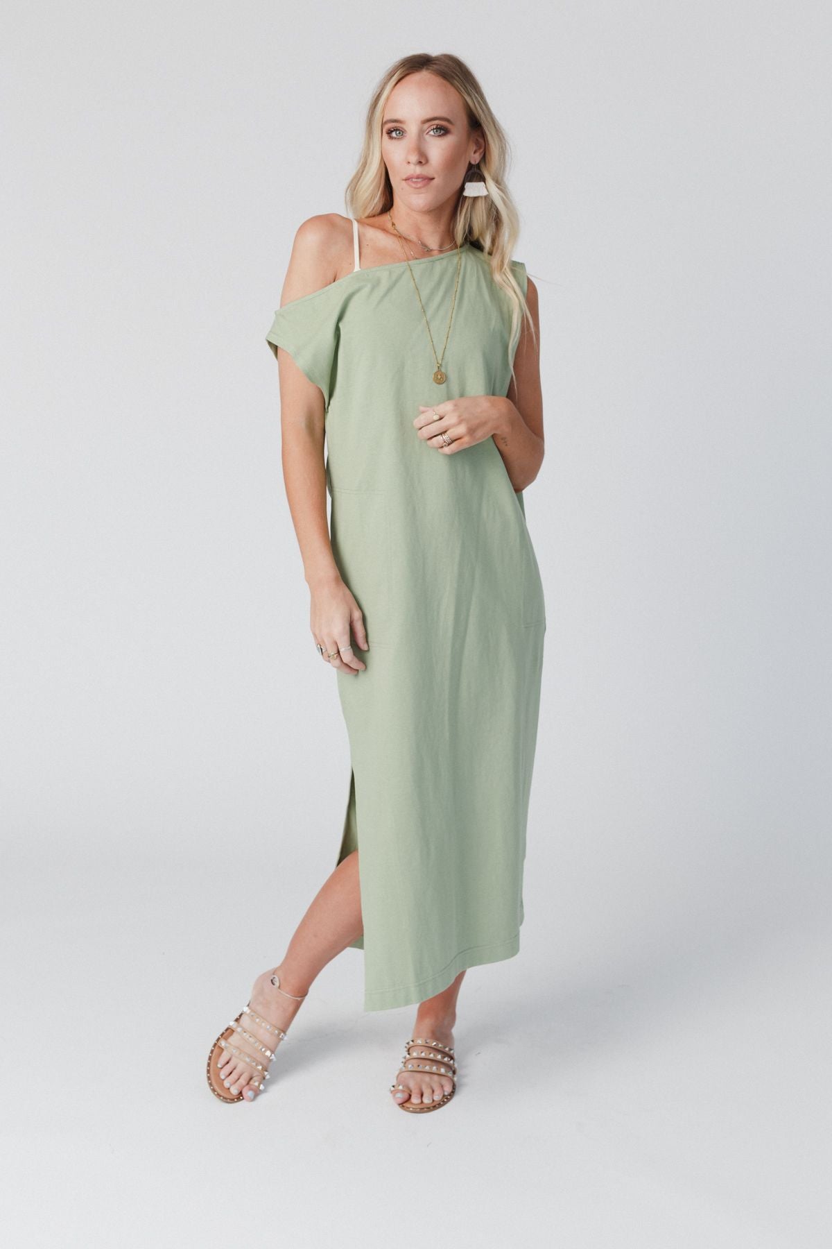 Taking Sides Dress - Light Olive