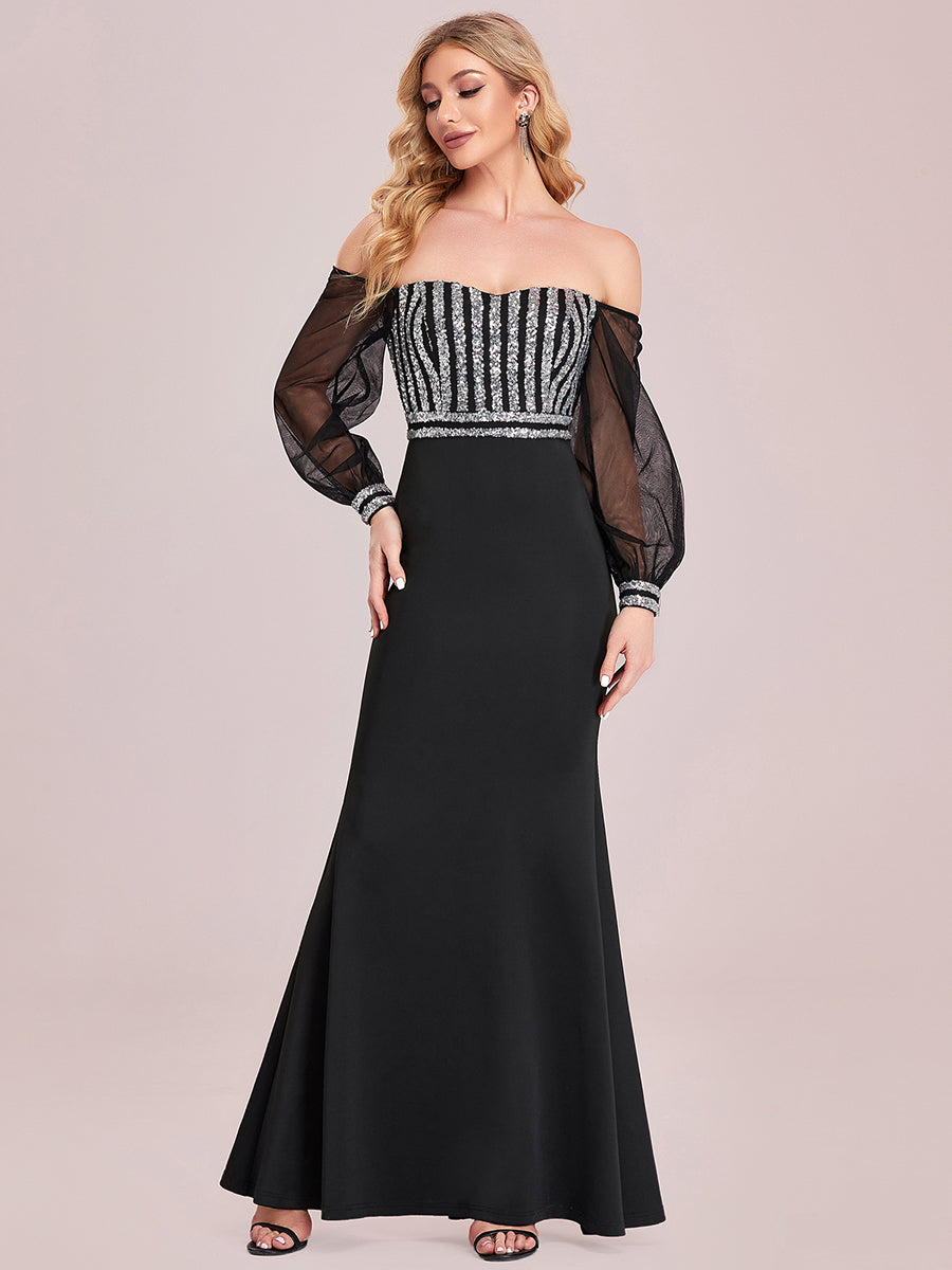 Women's Fashion Off Shoulder Sequin Wholesale Evening Dresses