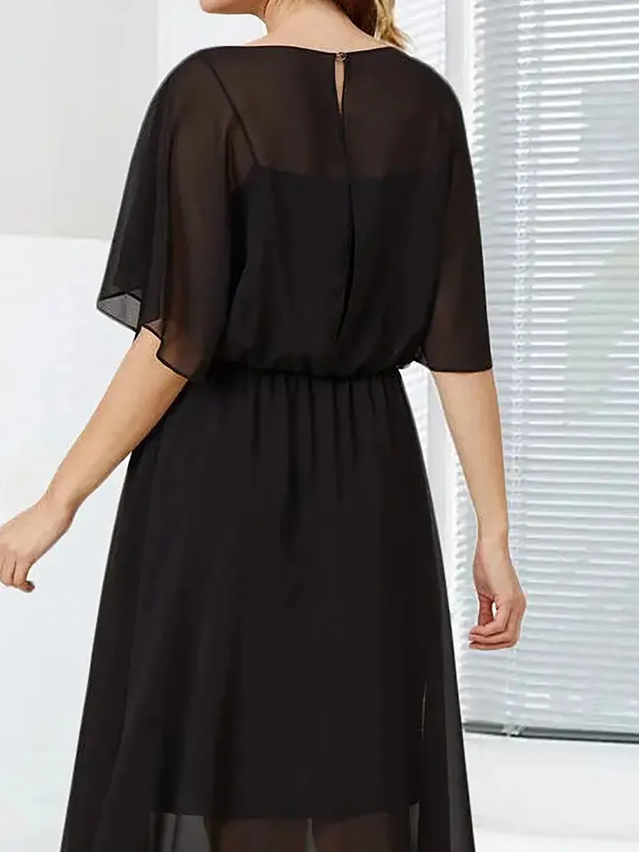 Black chiffon simple elegant dress