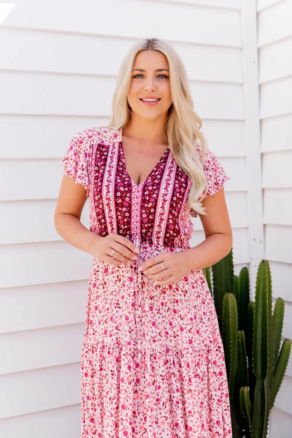 The Cora Maxi Dress - Pink Peony