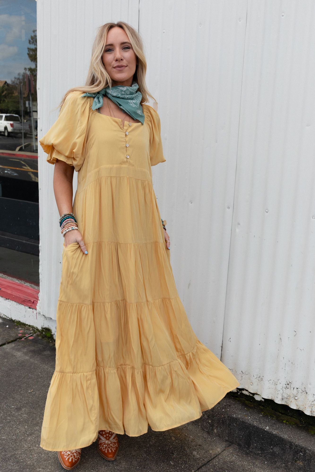 Waimea Tiered Maxi Dress - Mustard