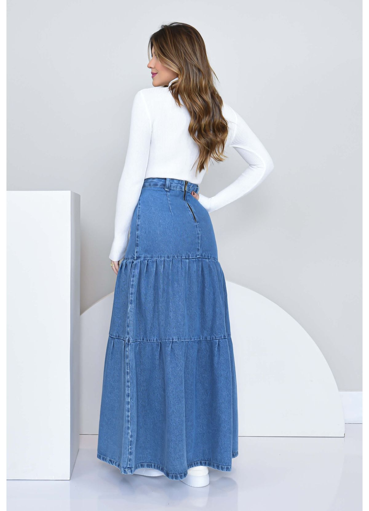 MARIAS LONG JEANS SKIRT