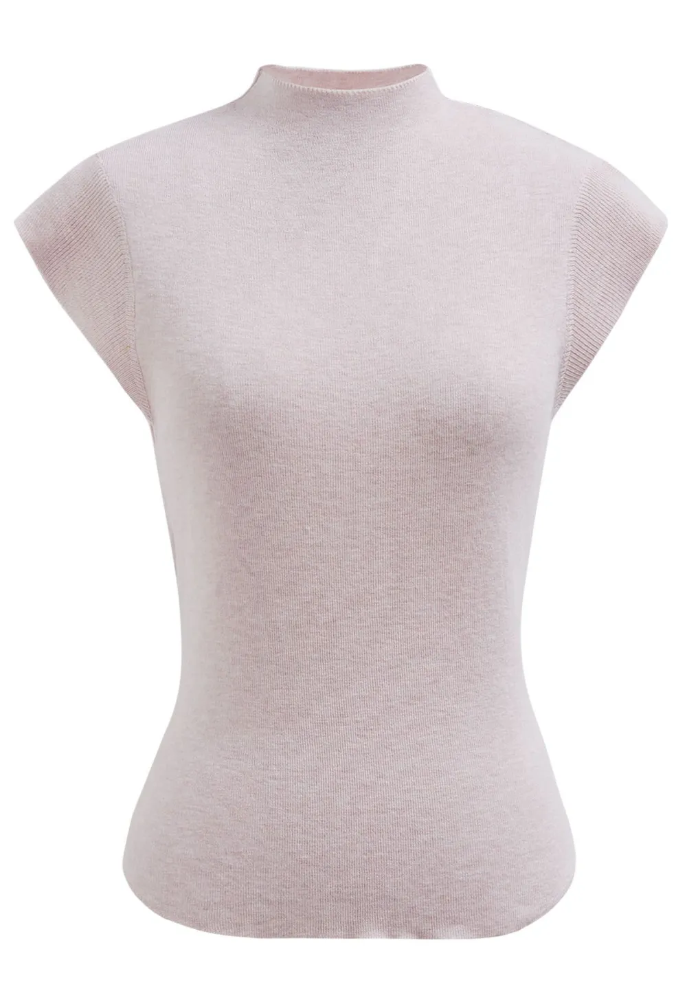 BACK DRAWSTRING WAIST MOCK NECK KNIT TOP IN PINK