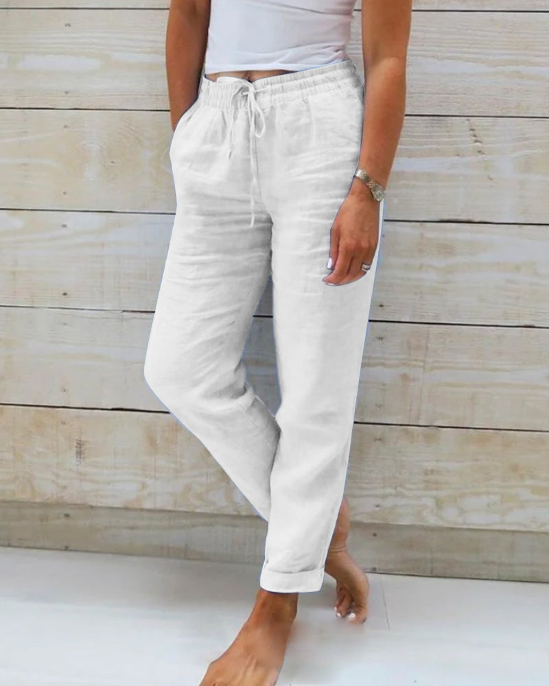 Casual  Solid Color Straight Leg Pant