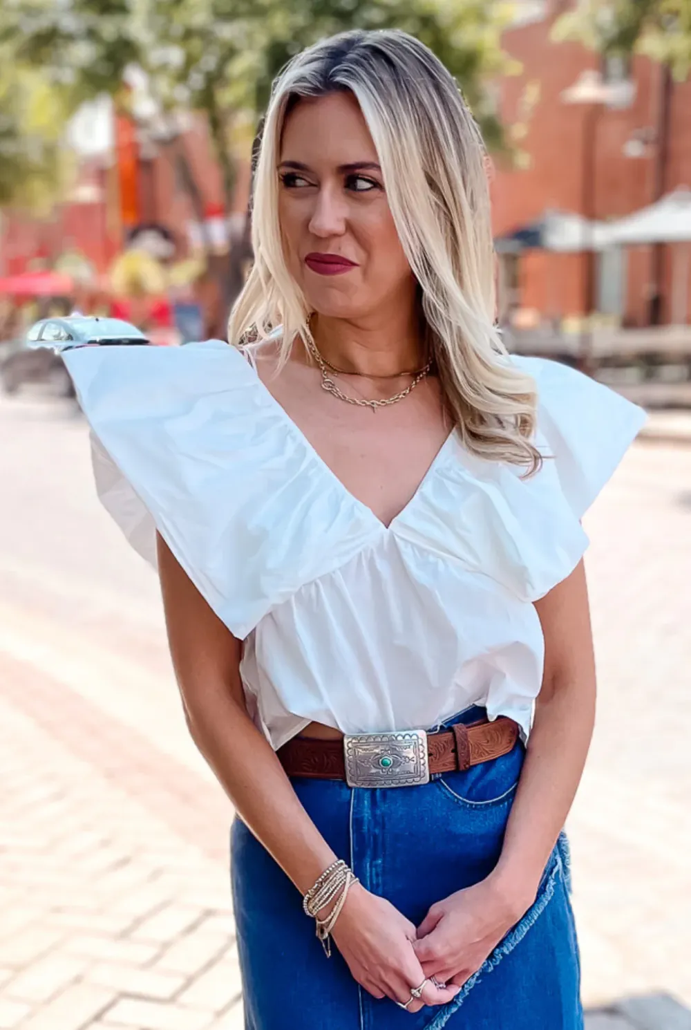 Popplin Ruffle Top