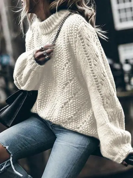 Women's Sweaters Fashion Round Neck Long Sleeve Sweater