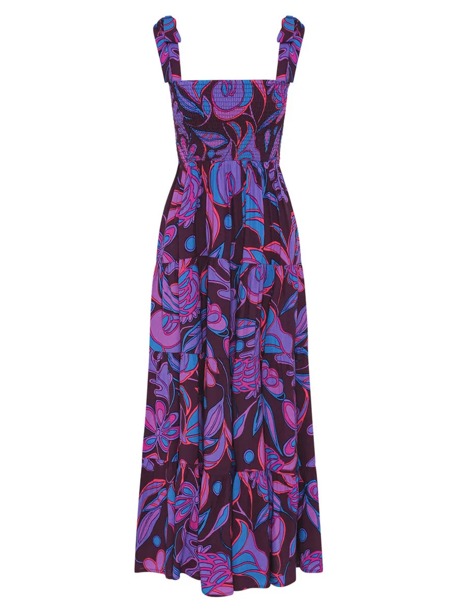 Women's purple print holiday color patchwork dress