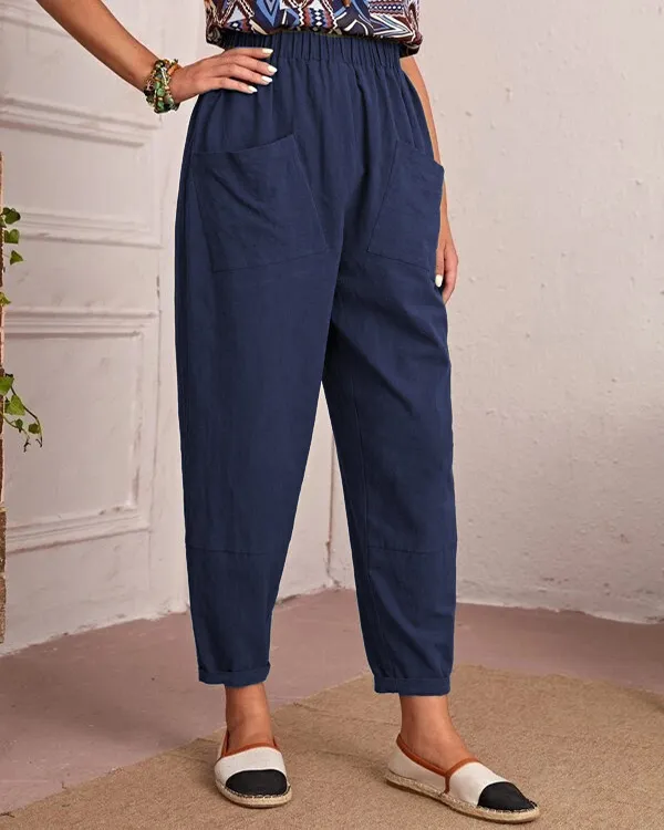 Linen Stretch Casual Pocket Pants