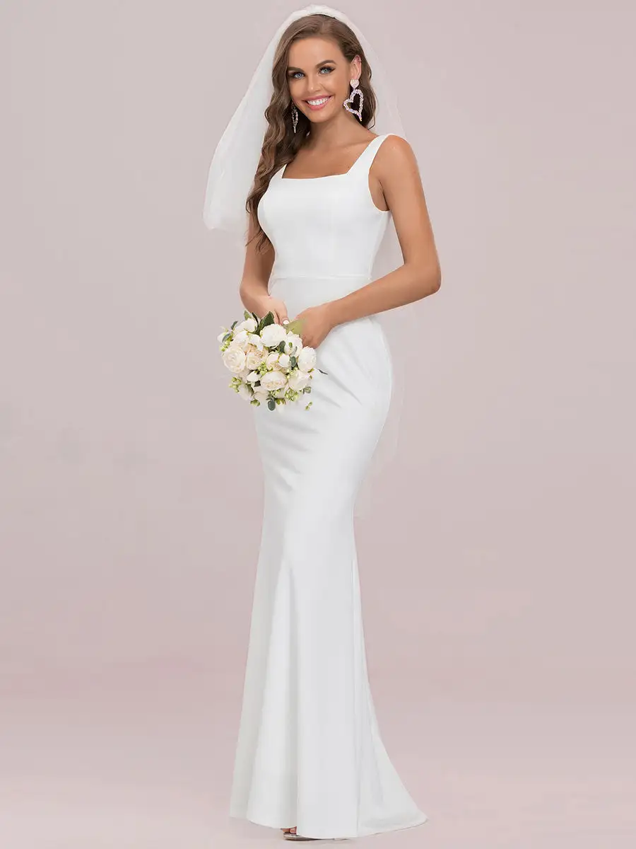 Elegant Sleeveless Square Neckline Wholesale Wedding Dress