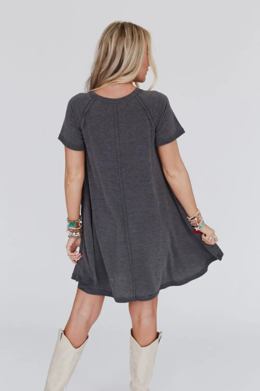 Hometown Favorite Tee Dress - Charcoal