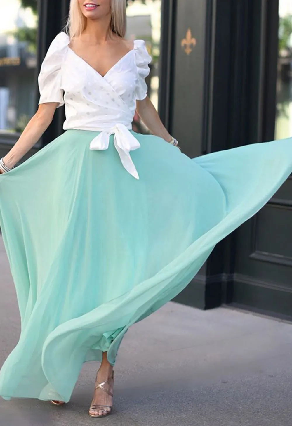 TIMELESS FAVORITE CHIFFON MAXI SKIRT IN MINT