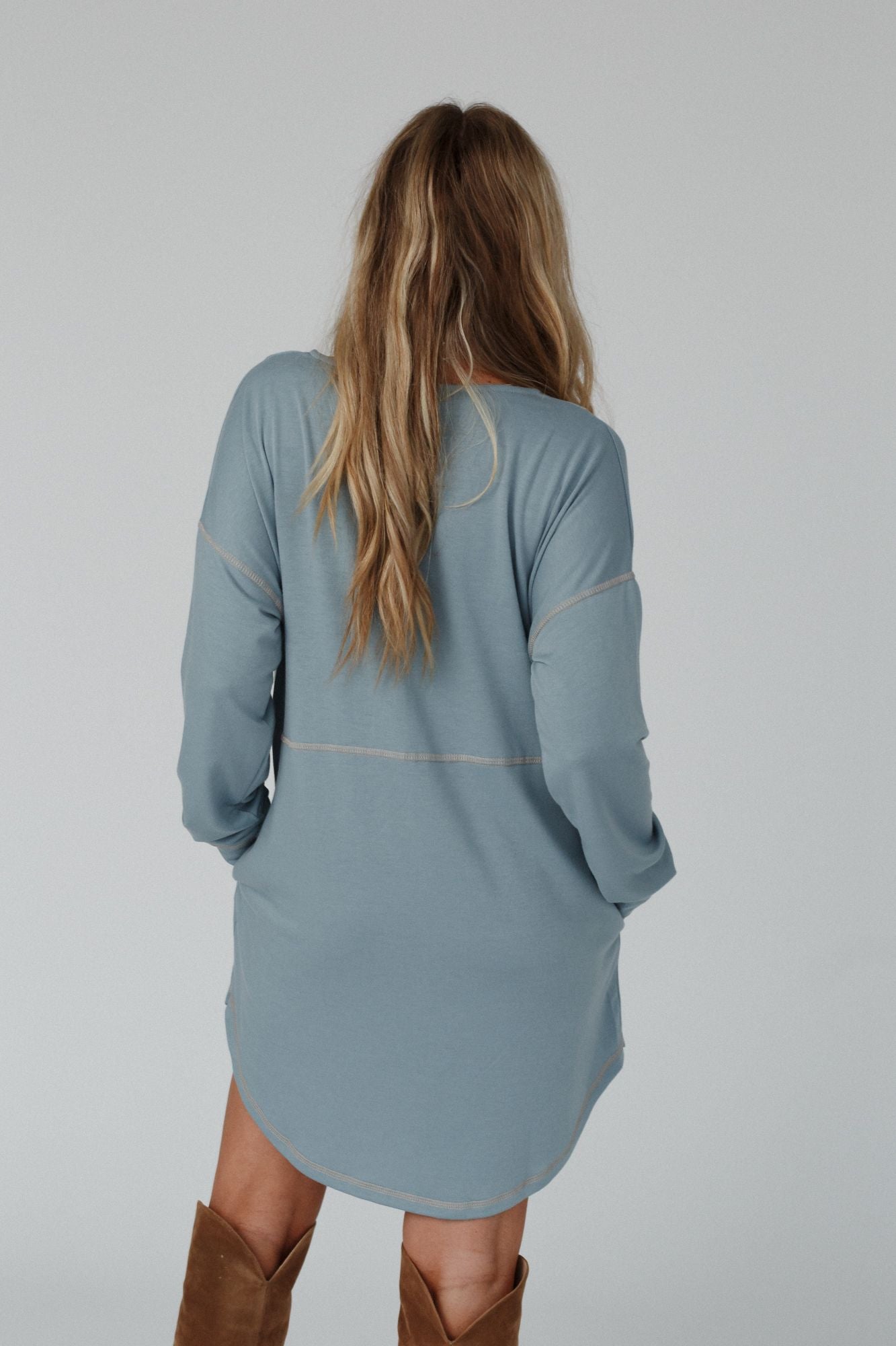 Meadow Long Sleeve Tunic Dress - Electric Blue