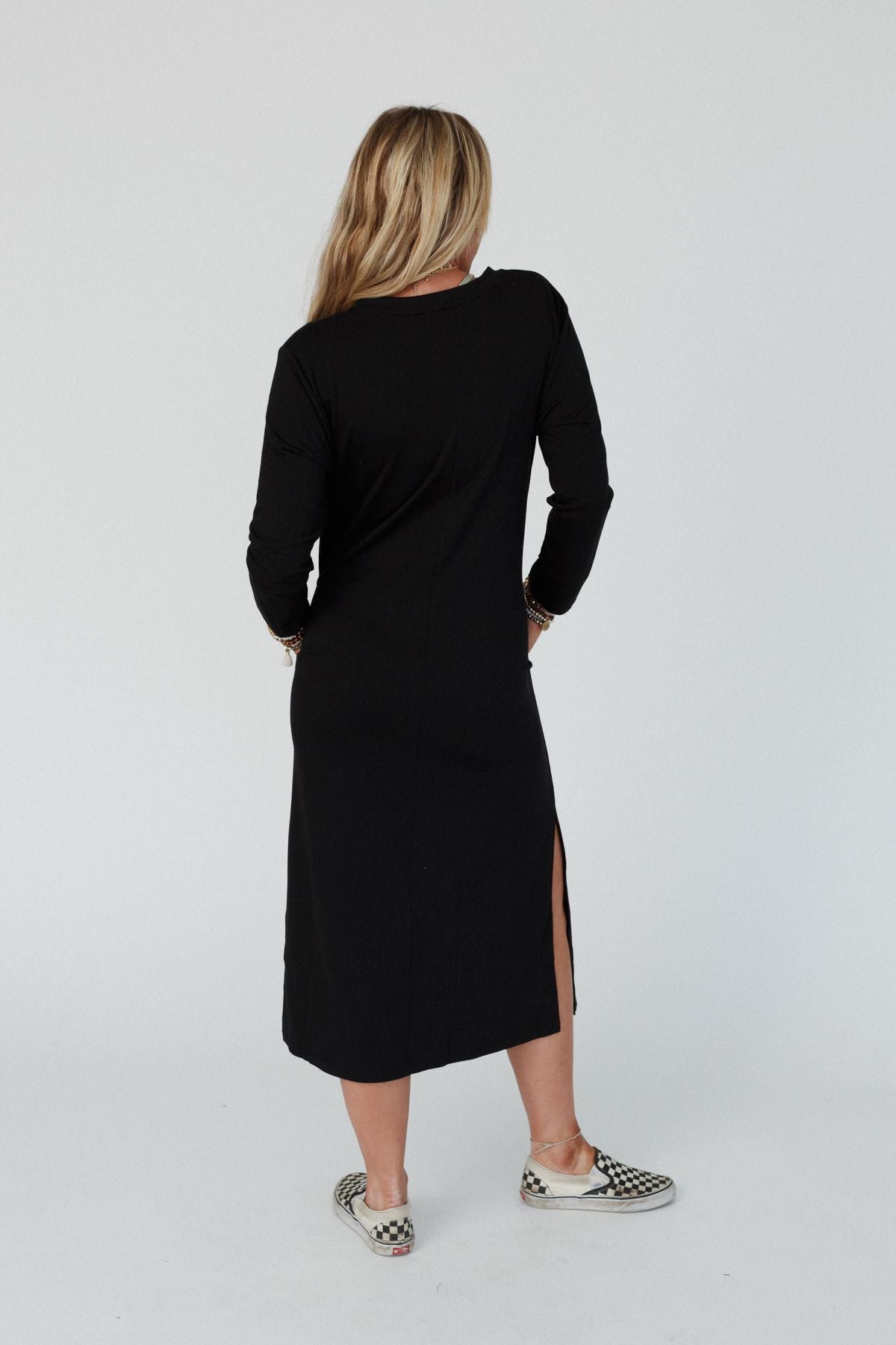 Soul Shine Pocketed Midi Dress - Black