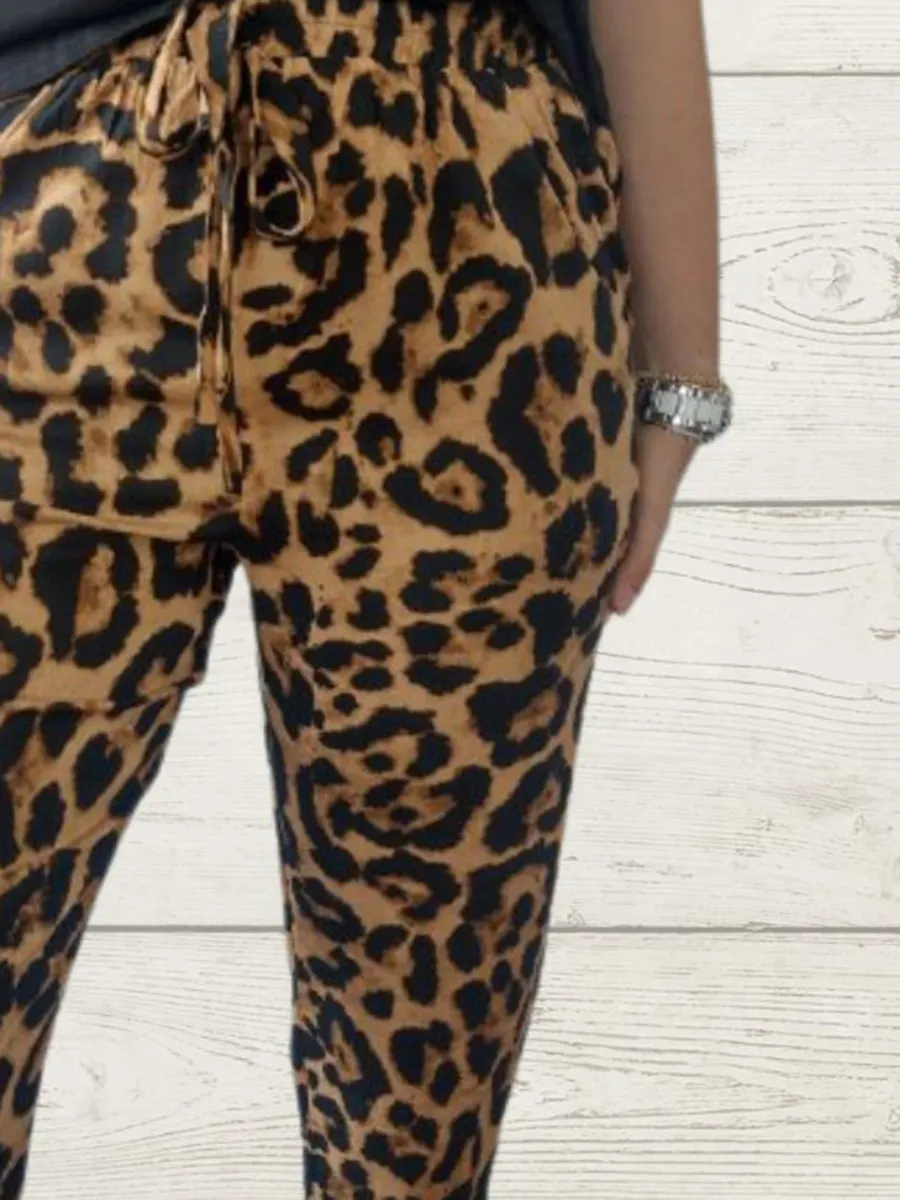 Women's Casual Elastic Print Trousers