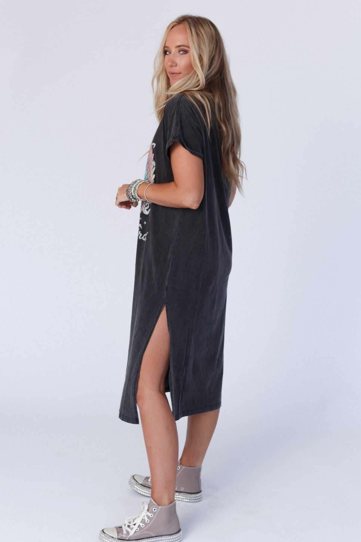 Free Bird Forever Tee Dress - Black