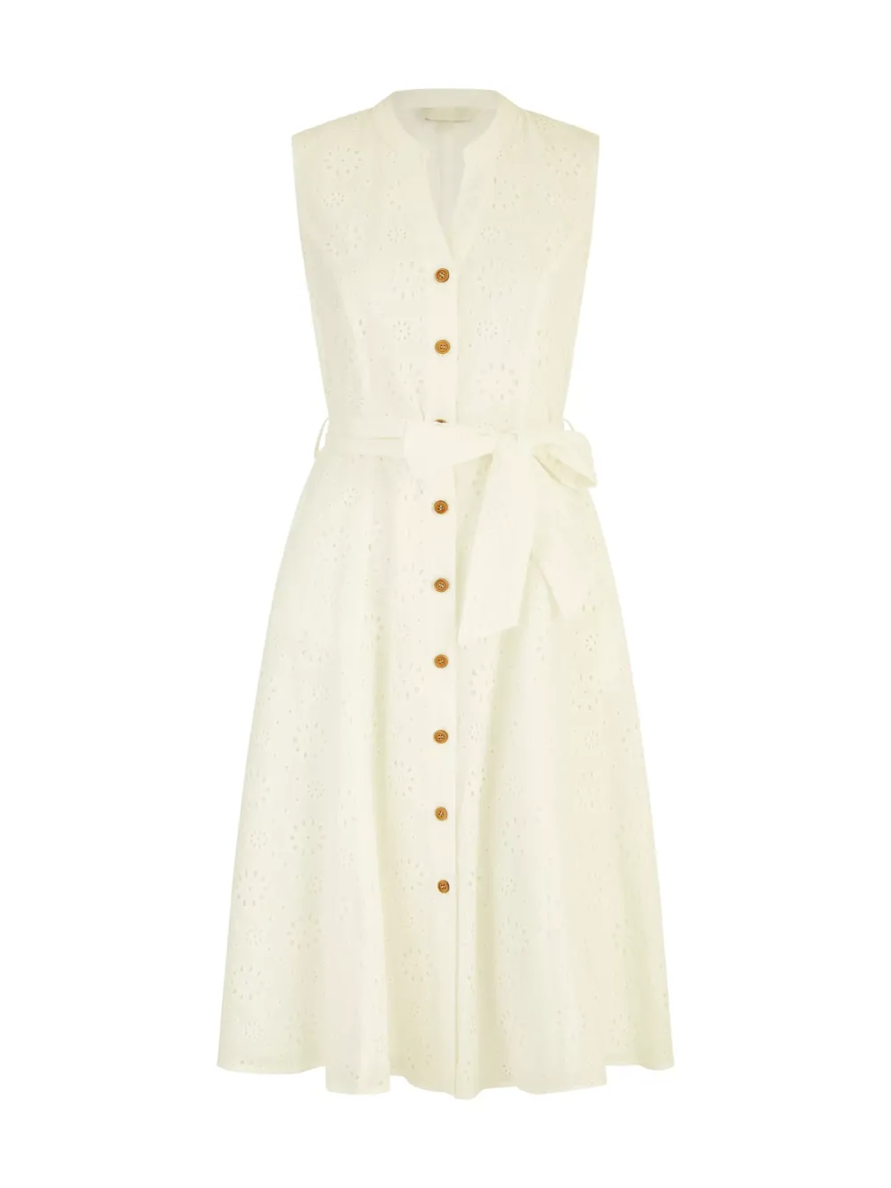 Flower Broderie Anglaise Midi Cotton Dress