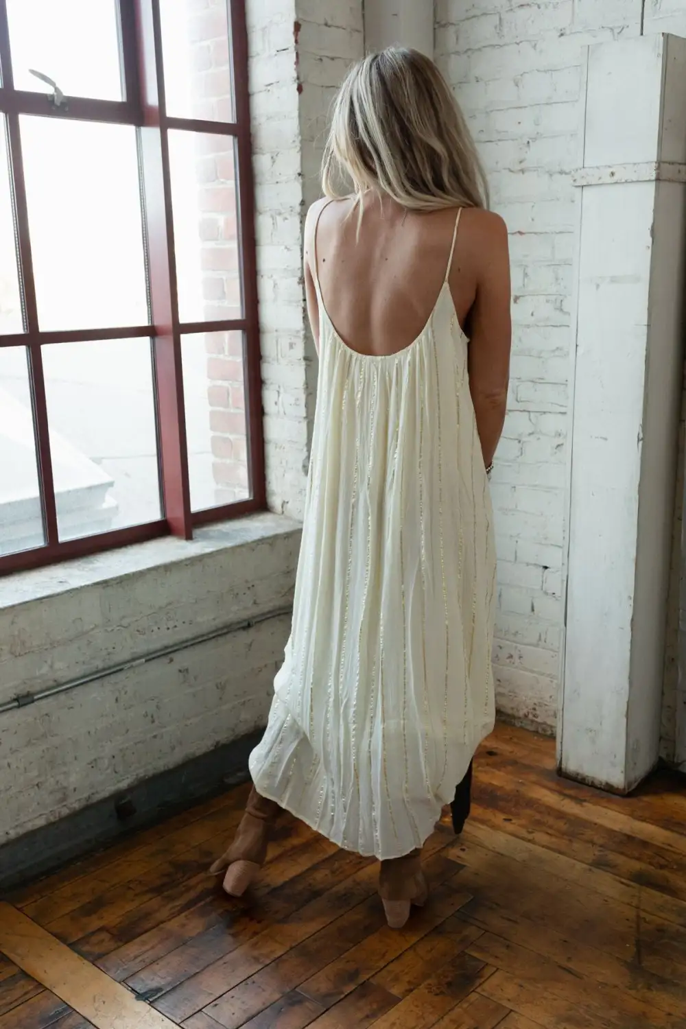 Evangeline Striped Maxi Dress - Cream