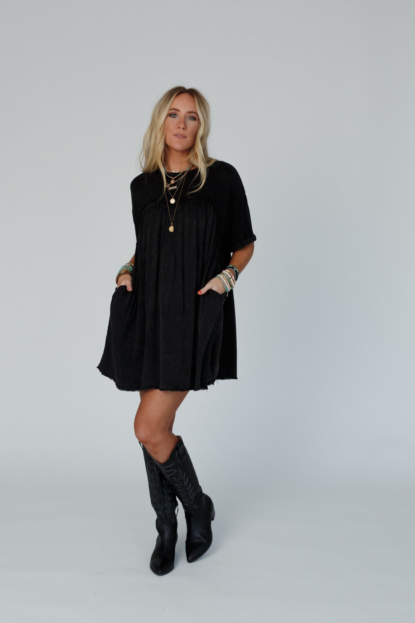 Keep In Touch Tunic Dress - Black