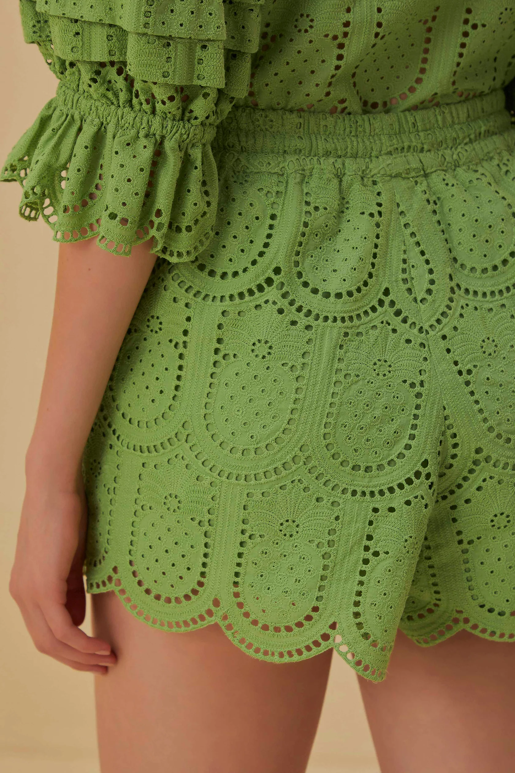 Green Pineapple Eyelet Shorts