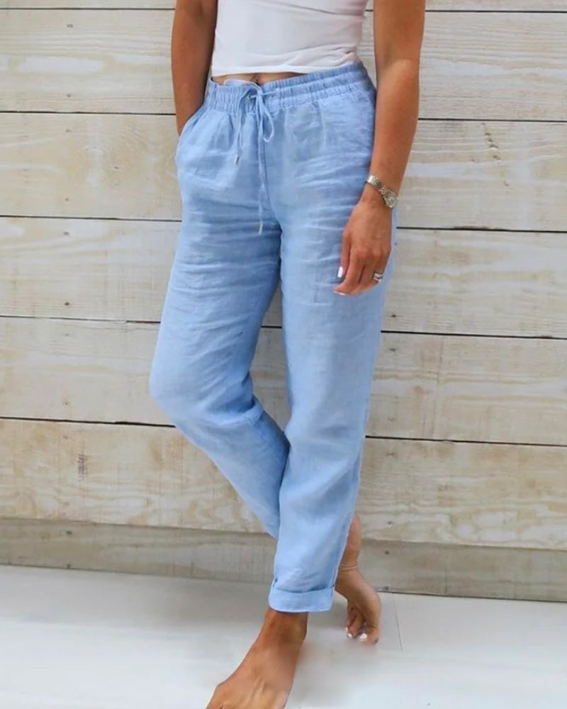 Casual  Solid Color Straight Leg Pant