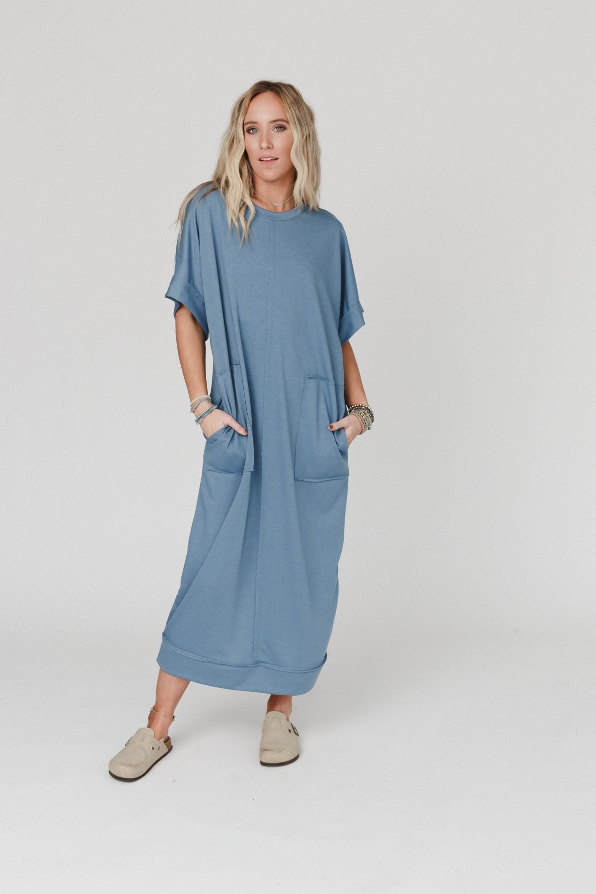 Laurel Short Sleeve Maxi Dress - Blue