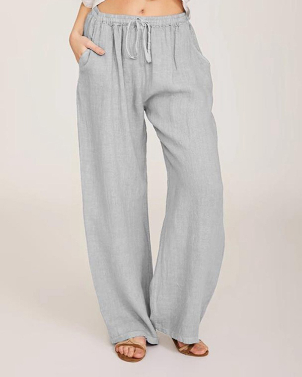 Casual Loose Linen Drawstring Elasticized Pants