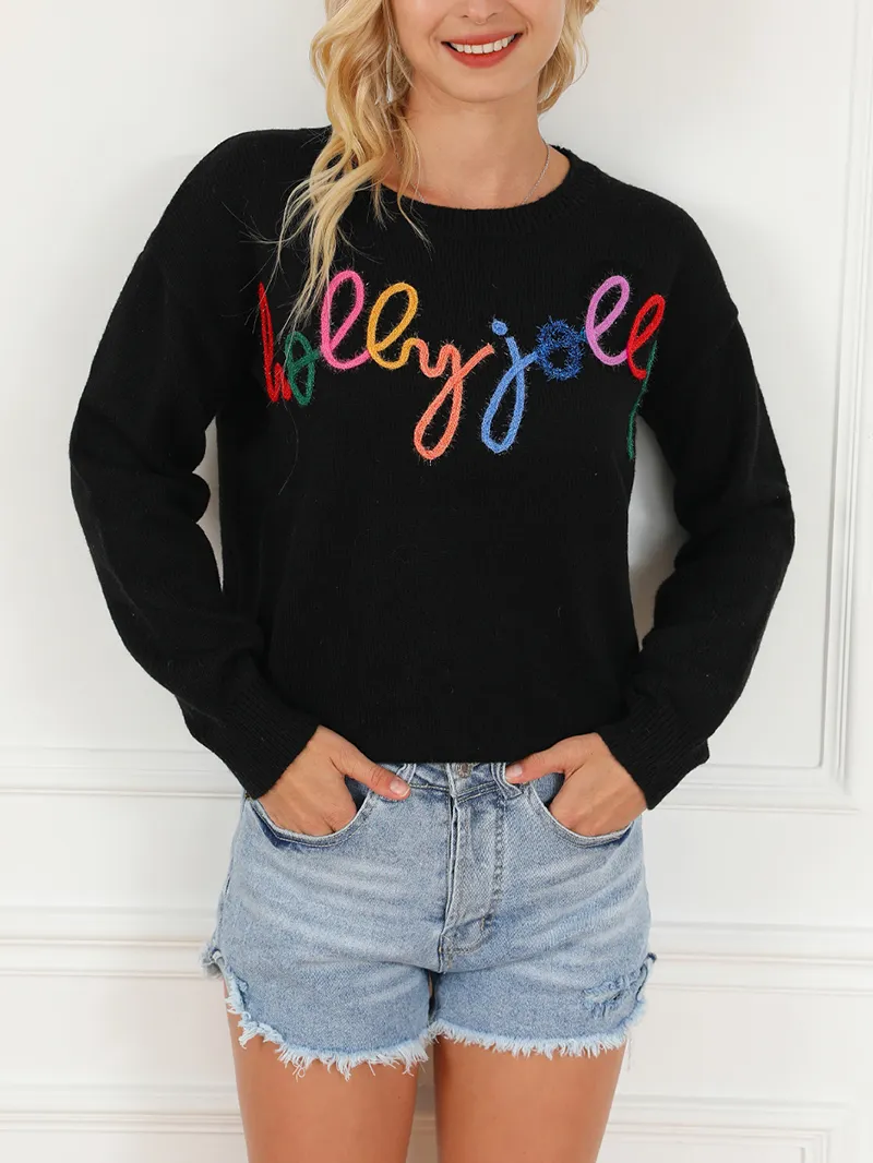 Black Round Neck Casual Sweater