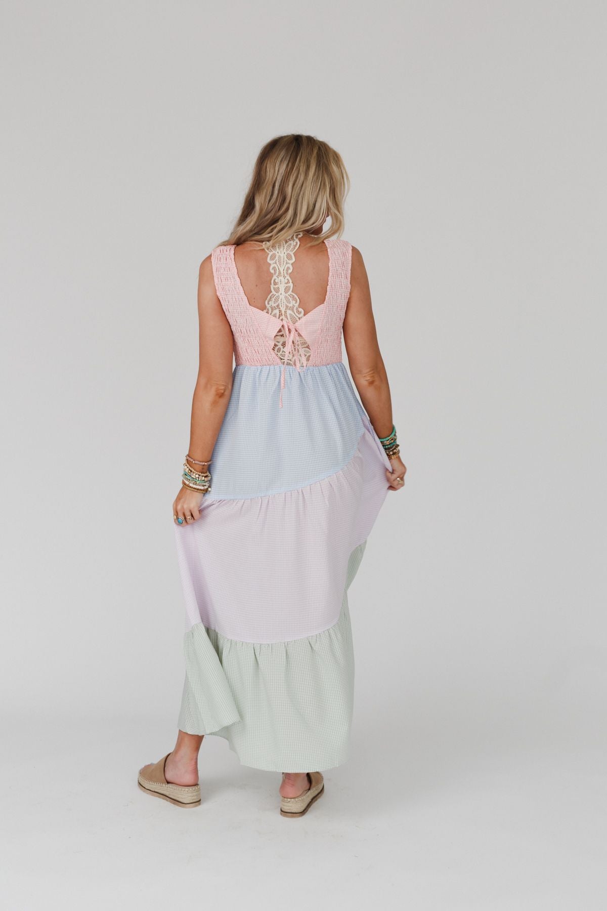 Friend Of Mine Tiered Maxi Dress - Pink Multi