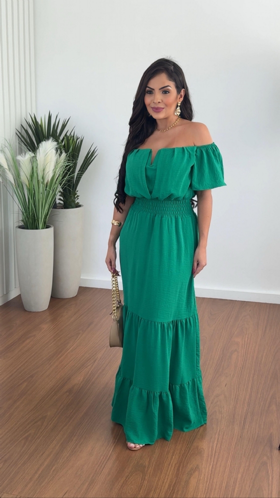 LONG GREEN DEC DRESS