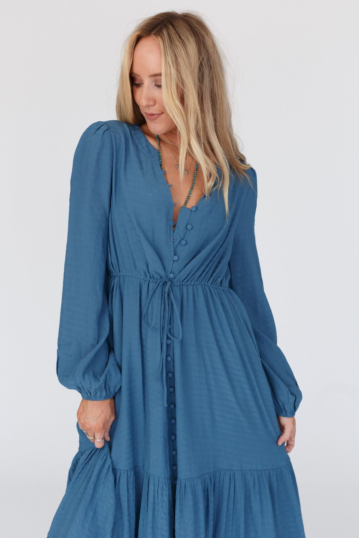 Karmela Puff Sleeve Maxi Dress - Blue