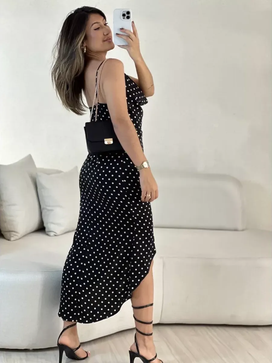 Ana Laura Black Polka Dot Dress