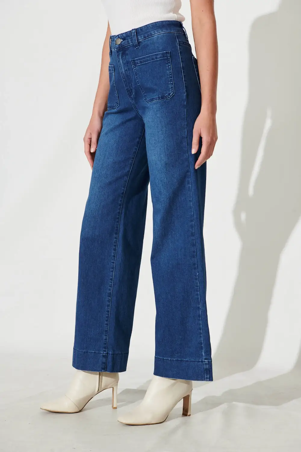 Juan High Rise Wide Leg Jean In Dark Blue Denim