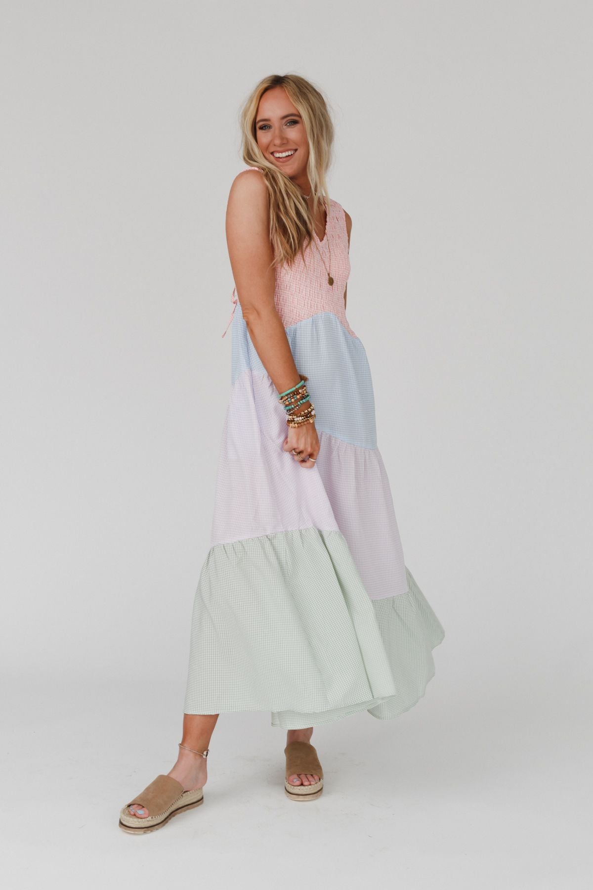 Friend Of Mine Tiered Maxi Dress - Pink Multi