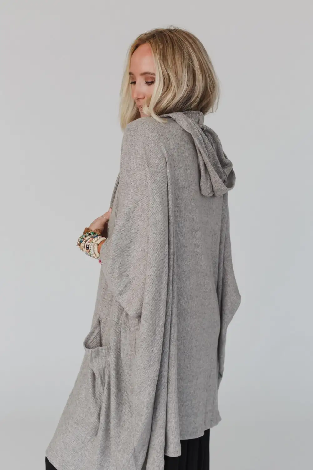 Boho Essential Hooded Ribbed Sweater - Oatmeal