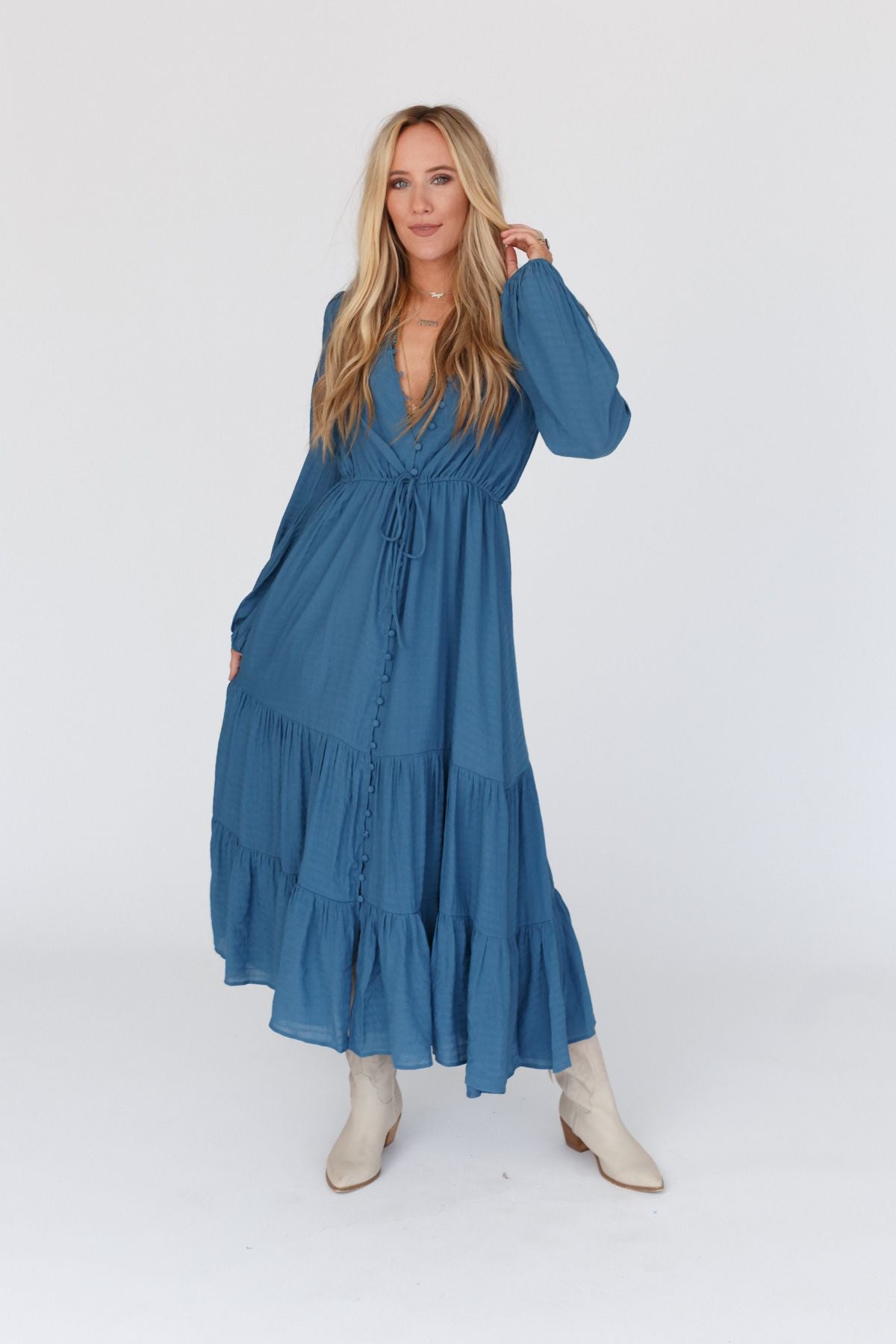 Karmela Puff Sleeve Maxi Dress - Blue