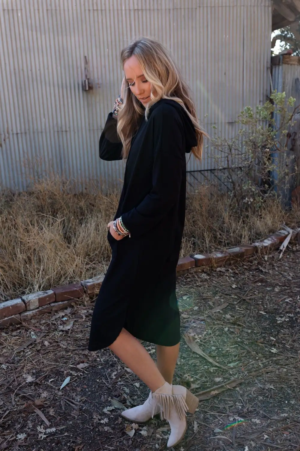 Your Go To Hoodie Dress - Black