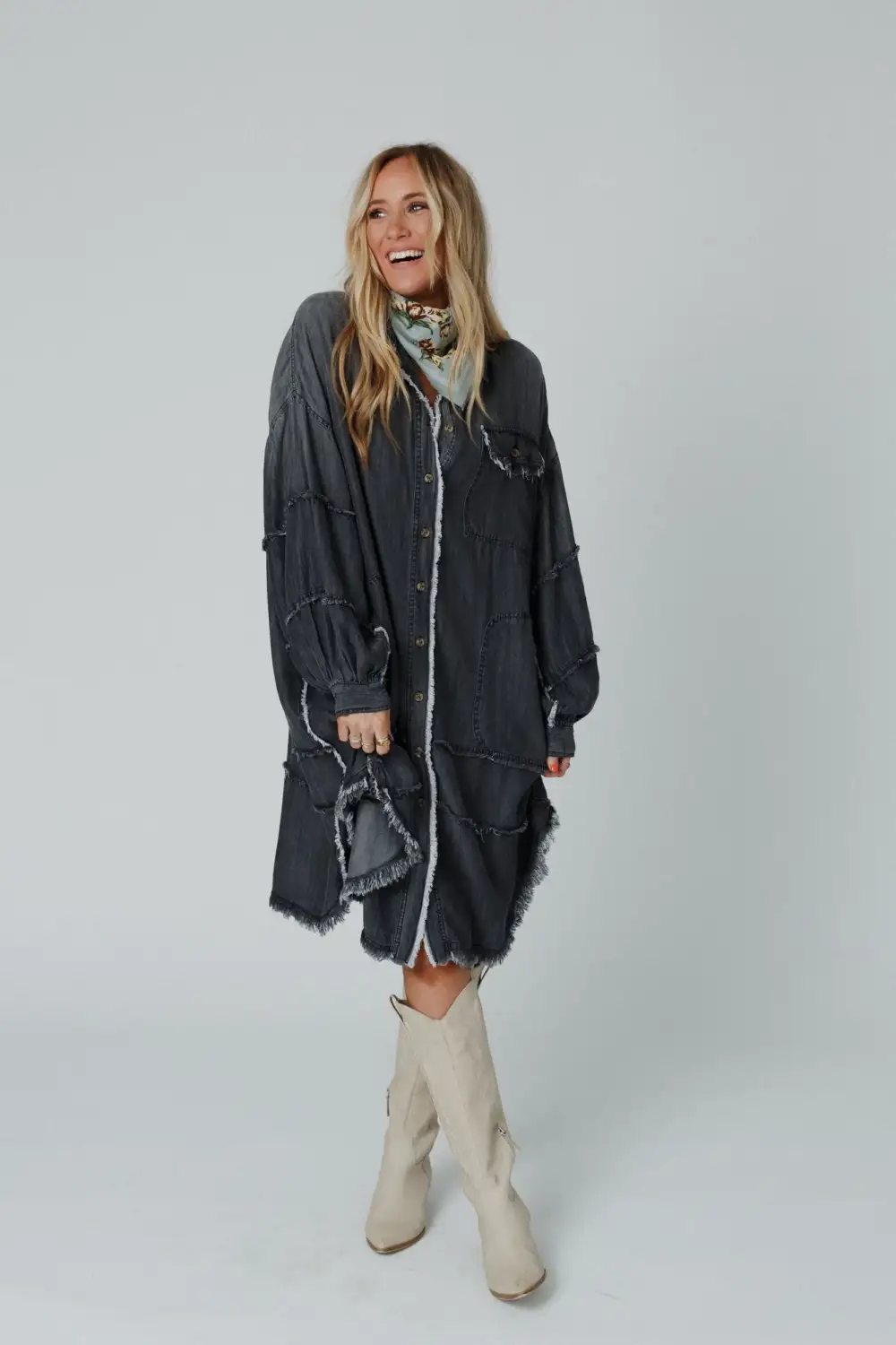 Ophelia Oversized Denim Dress - Black Denim