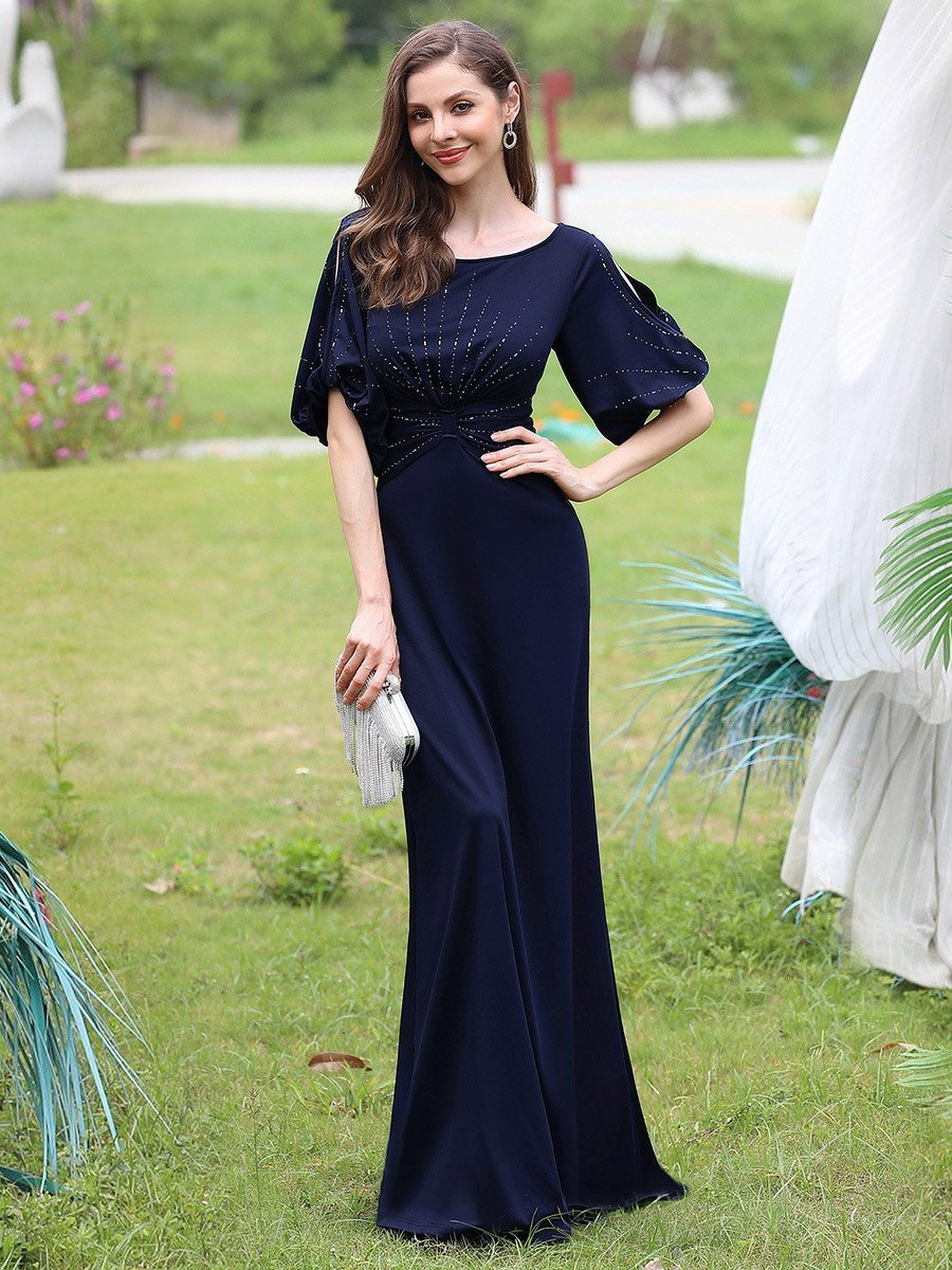 Trendy Round Neck Wholesale Chiffon Fishtail Evening Dress