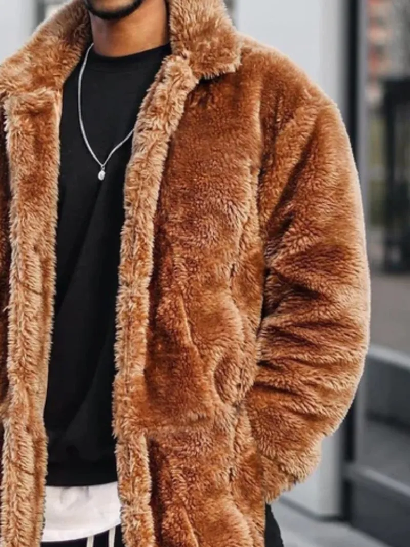 Men's Casual Oversized Plush Coat Jacket