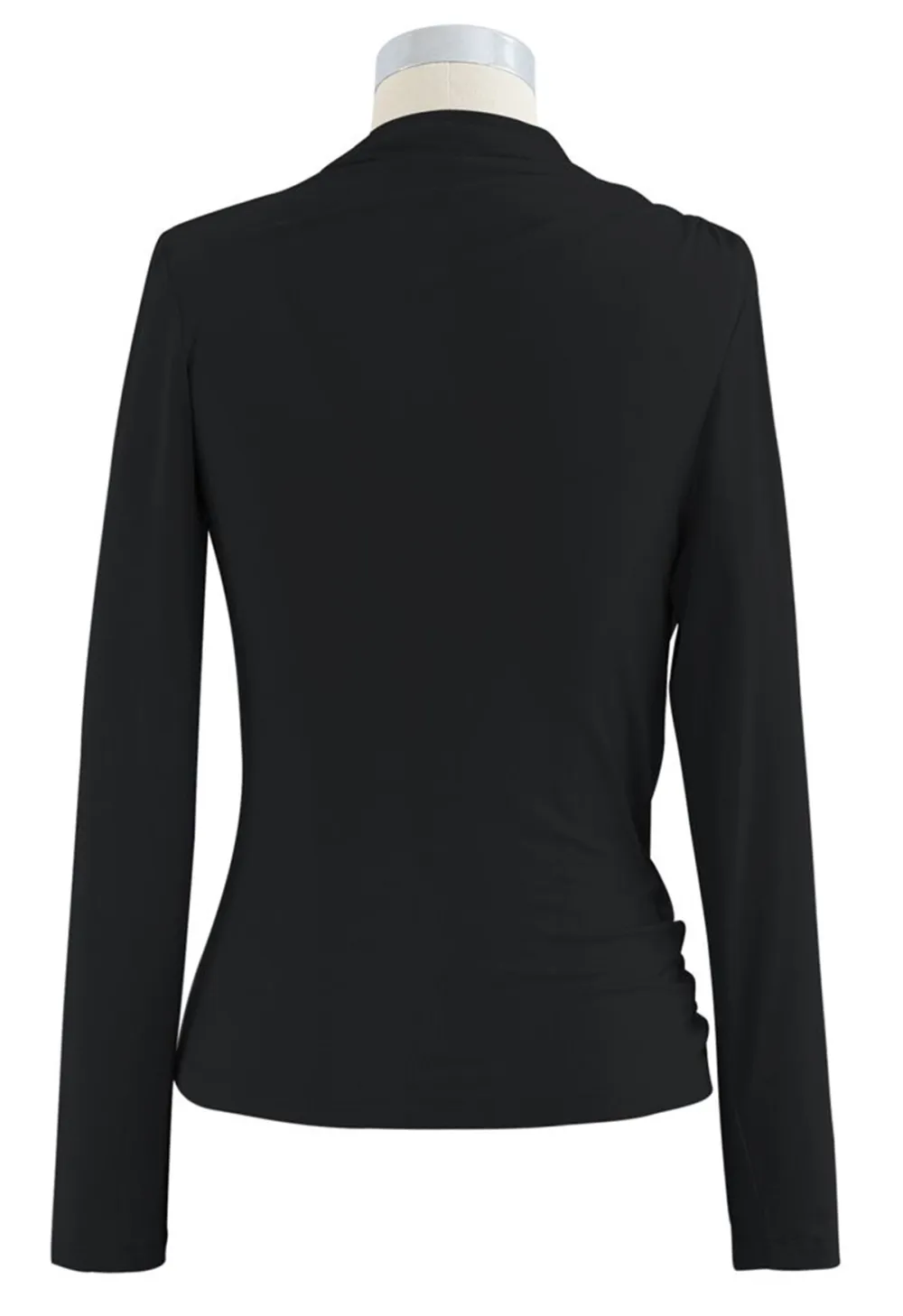 RUCHED LONG SLEEVES TOP IN BLACK