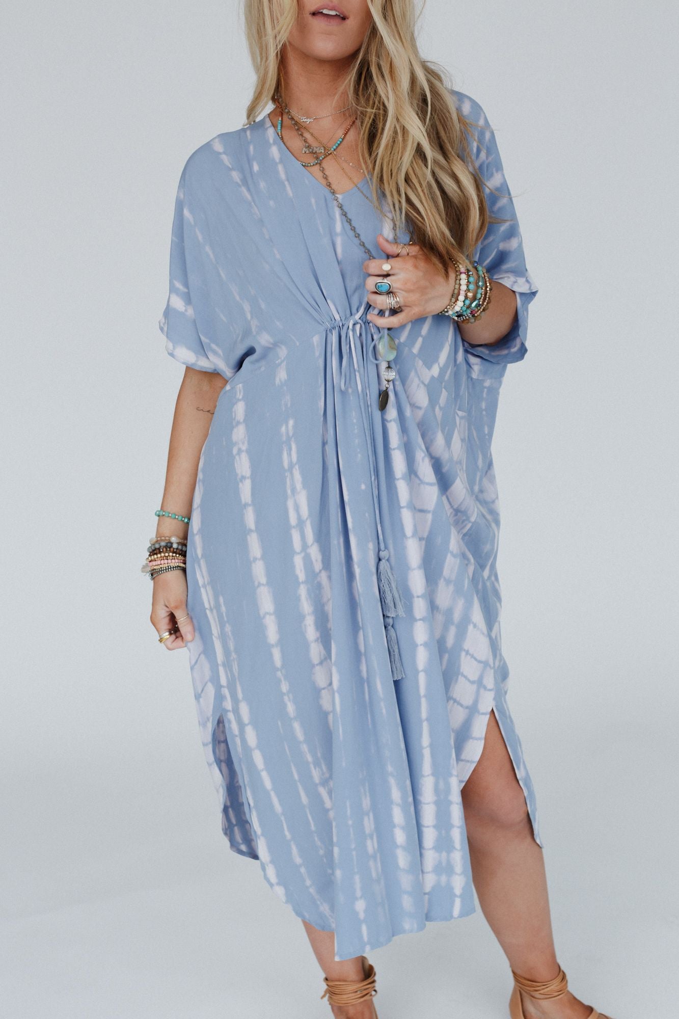 Sunny Shores Tie Dye Kimono Dress - Blue