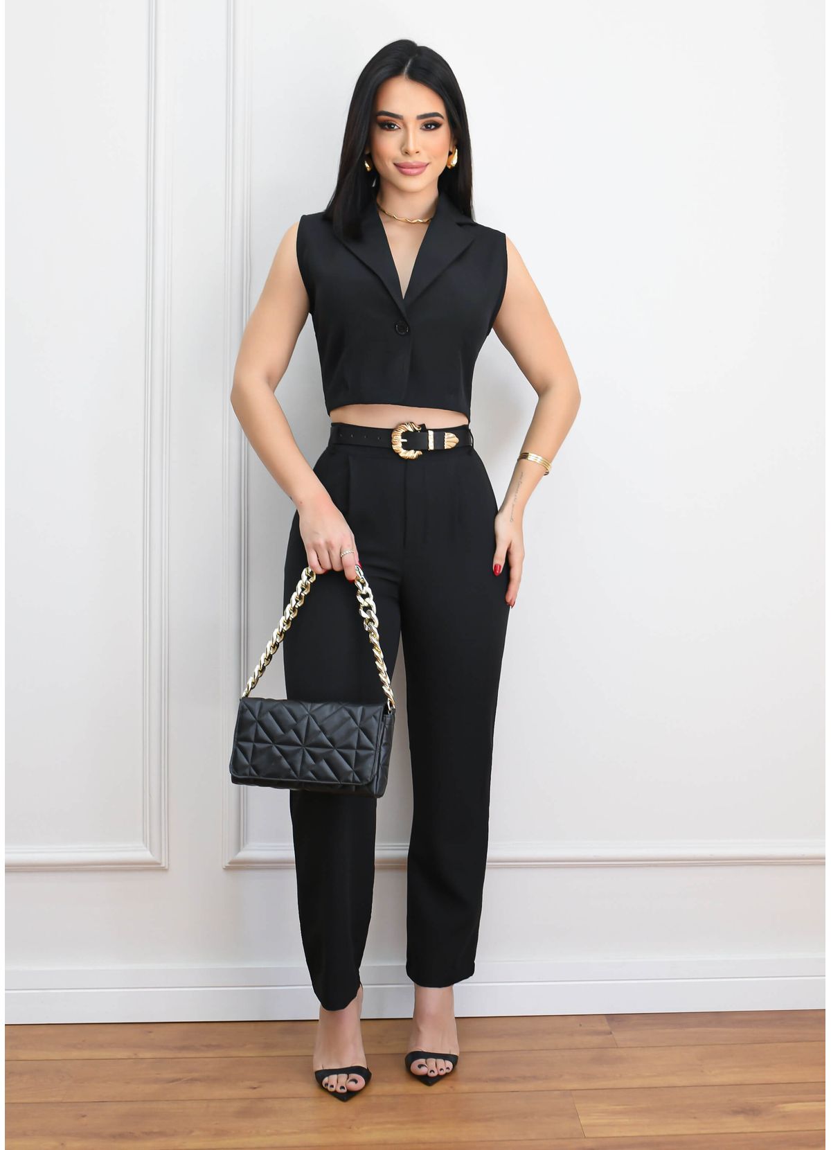 CROPPED SET WITH CLASSIC TAILORED TROUSERS