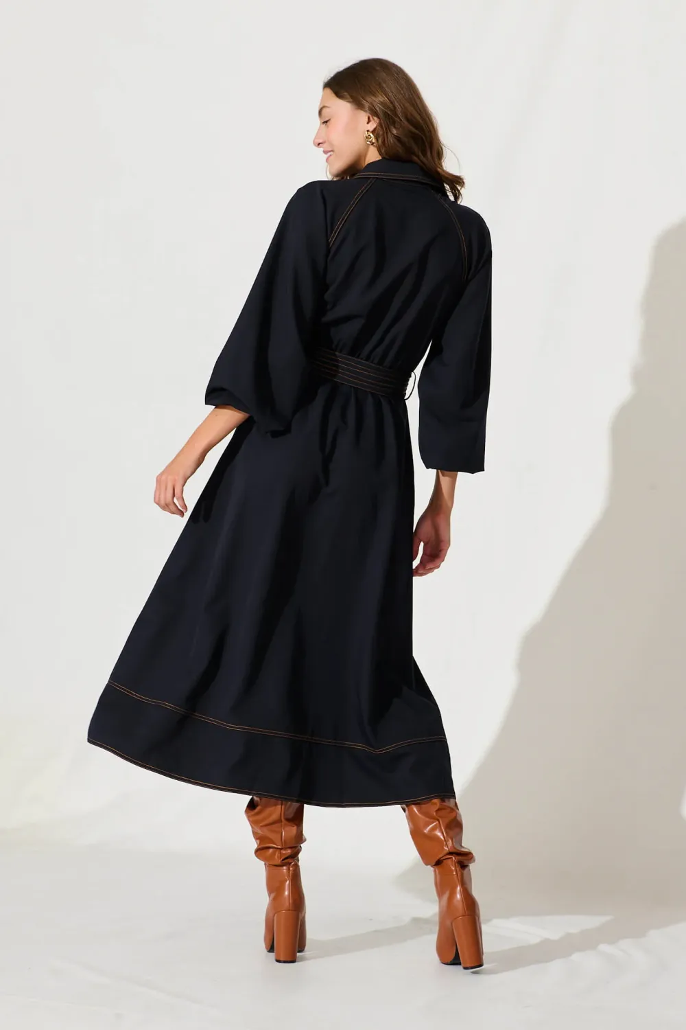 Josephina Midi Shirt Dress In Navy