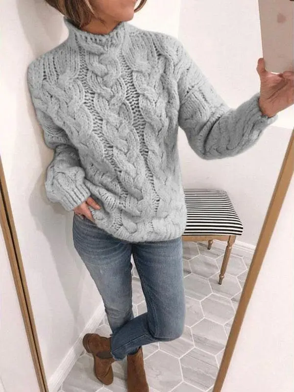 Women's Sweaters Cute Round Neck Long Sleeve Sweater