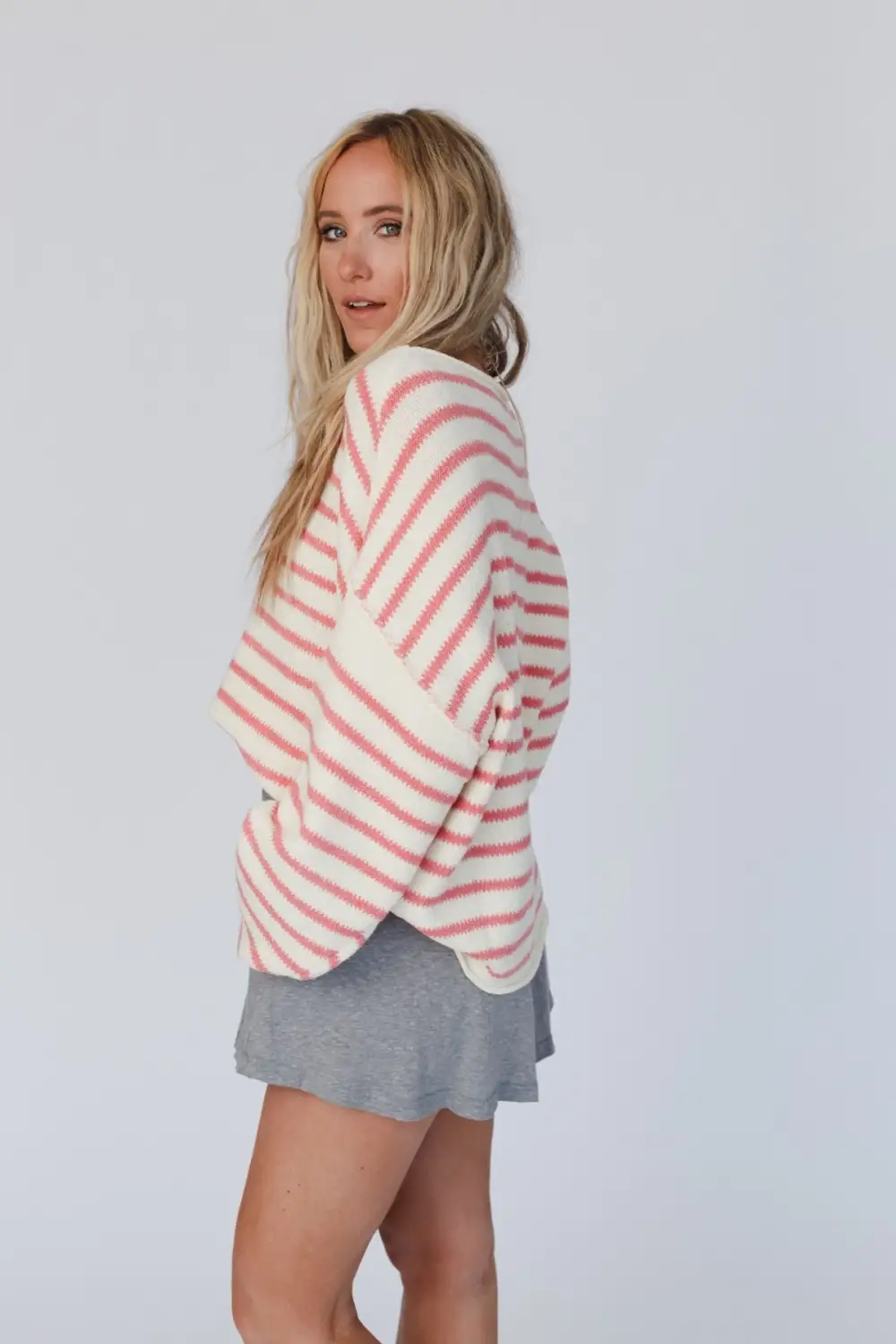 All My Stripes Oversized Sweater - Pink