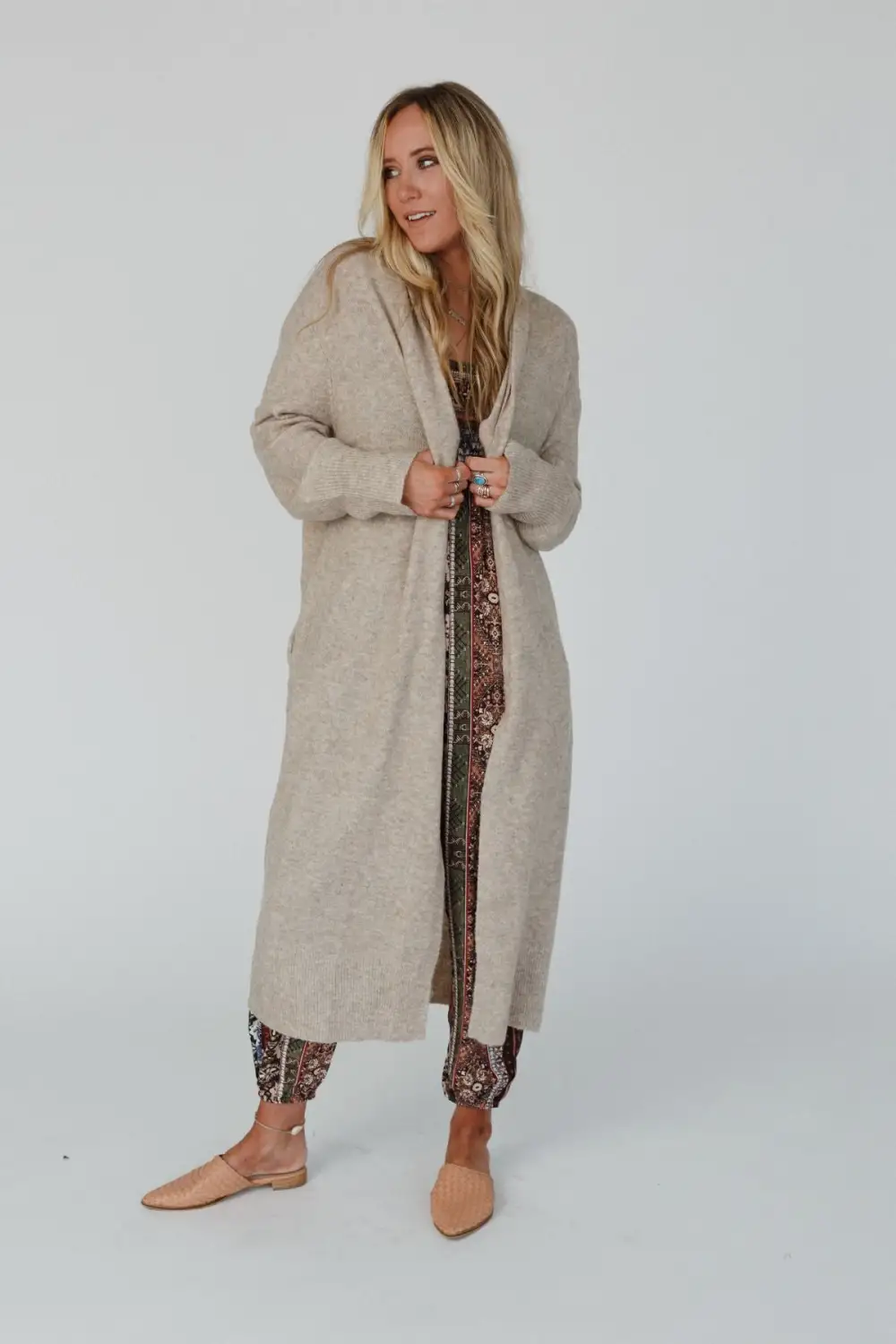 So Cozy Oversized Solid Knit Duster - Oatmeal