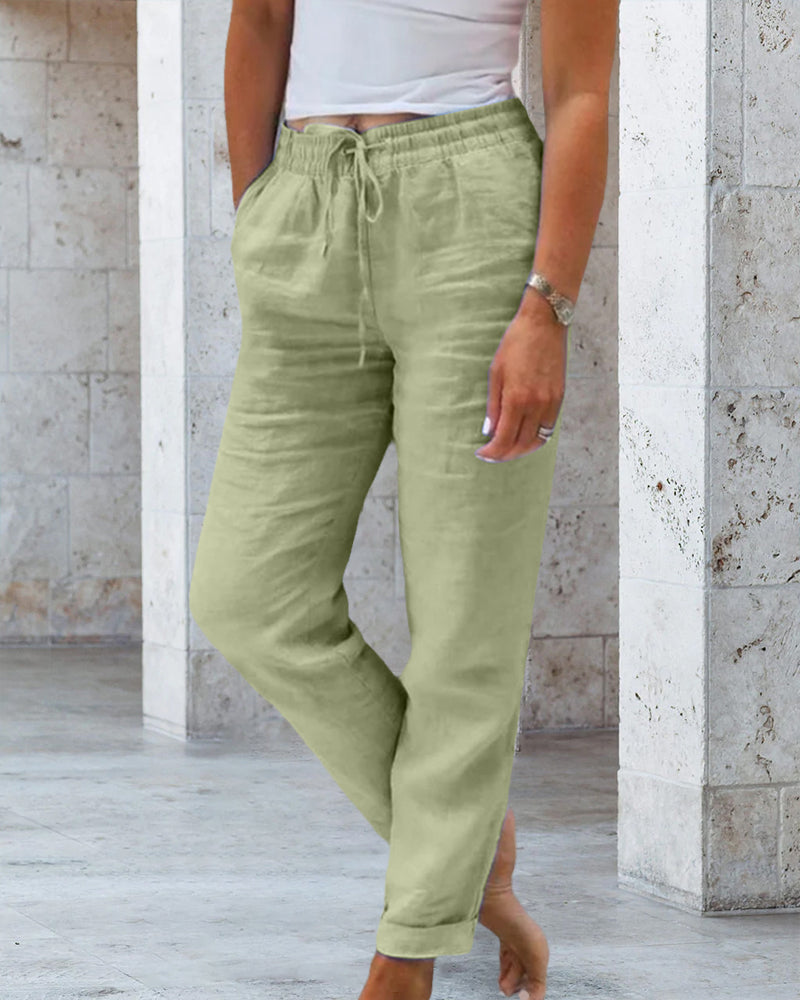 Casual  Solid Color Straight Leg Pant