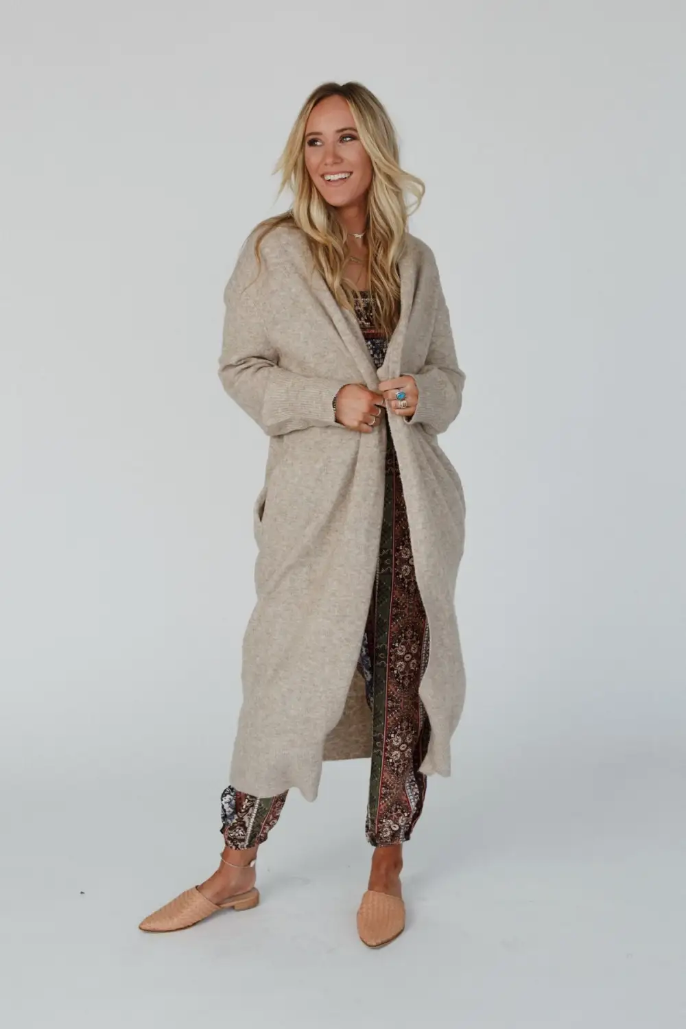 So Cozy Oversized Solid Knit Duster - Oatmeal