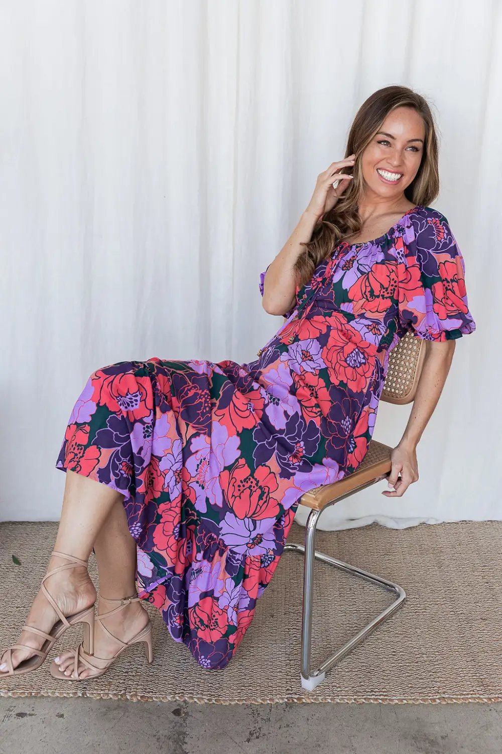 The Cindy Dress - Floral Wine